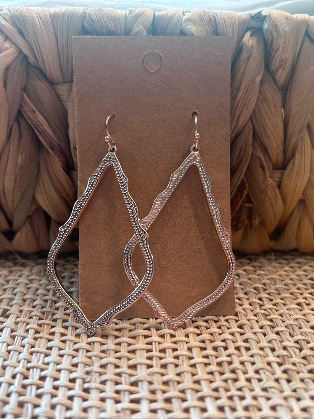 Kendra Scott Large Rose Gold Tone Wire Dangle Earrings